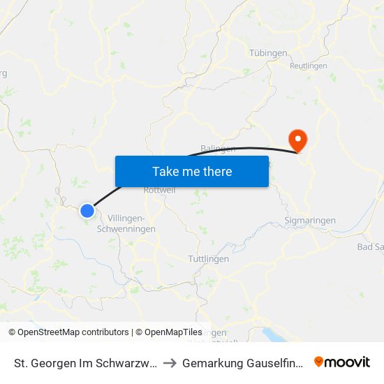 St. Georgen Im Schwarzwald to Gemarkung Gauselfingen map