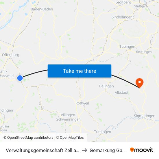 Verwaltungsgemeinschaft Zell am Harmersbach to Gemarkung Gauselfingen map