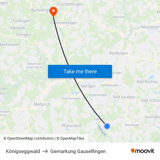 Königseggwald to Gemarkung Gauselfingen map