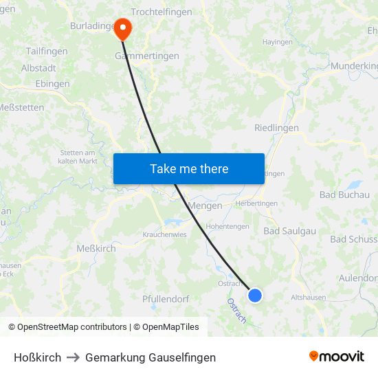 Hoßkirch to Gemarkung Gauselfingen map