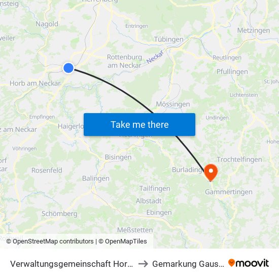Verwaltungsgemeinschaft Horb am Neckar to Gemarkung Gauselfingen map