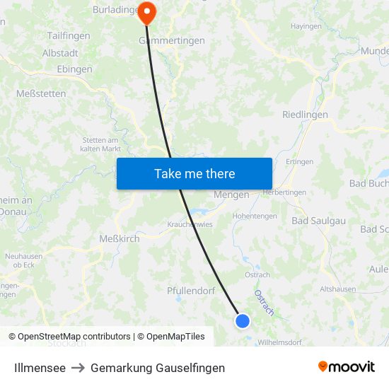 Illmensee to Gemarkung Gauselfingen map