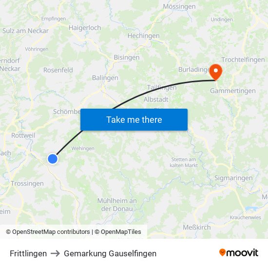 Frittlingen to Gemarkung Gauselfingen map