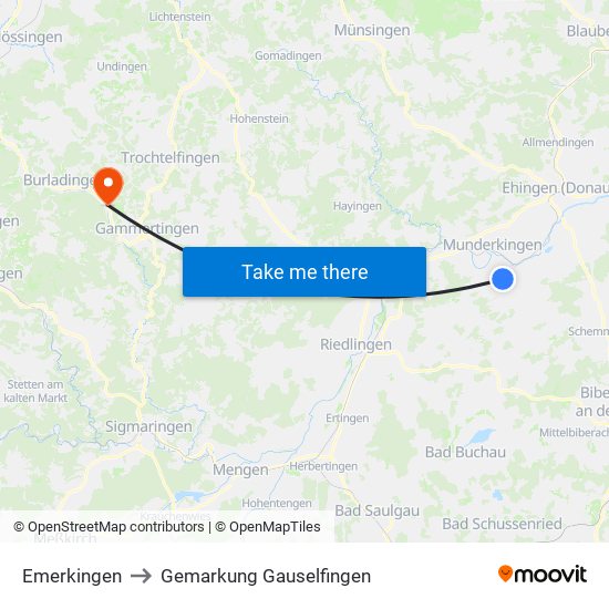 Emerkingen to Gemarkung Gauselfingen map