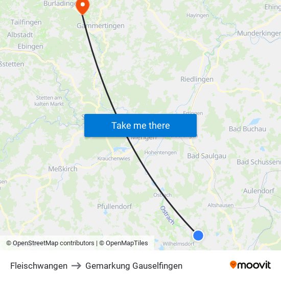 Fleischwangen to Gemarkung Gauselfingen map