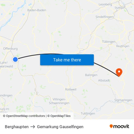 Berghaupten to Gemarkung Gauselfingen map