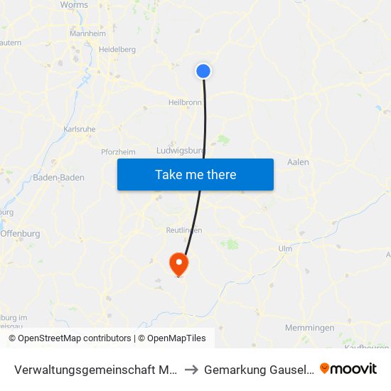 Verwaltungsgemeinschaft Möckmühl to Gemarkung Gauselfingen map