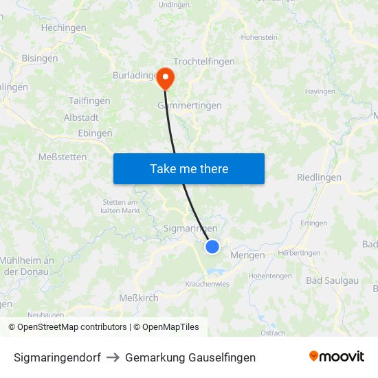 Sigmaringendorf to Gemarkung Gauselfingen map