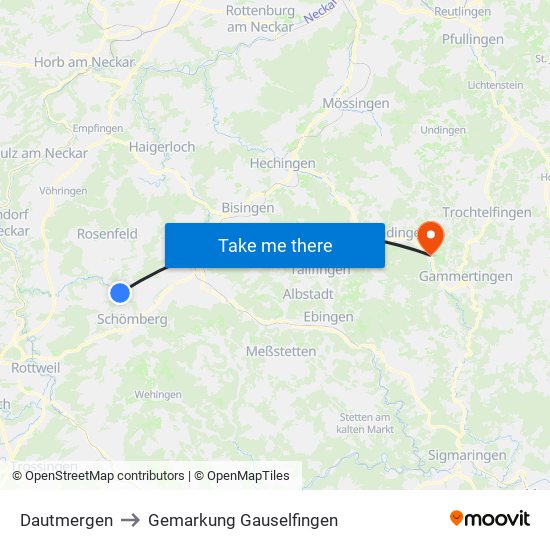Dautmergen to Gemarkung Gauselfingen map