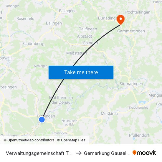 Verwaltungsgemeinschaft Tuttlingen to Gemarkung Gauselfingen map