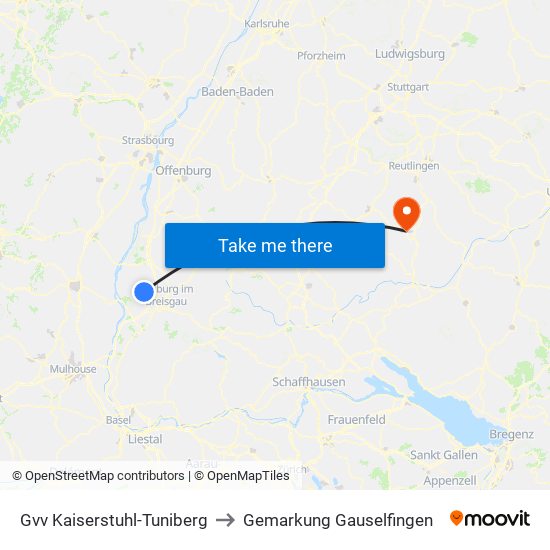 Gvv Kaiserstuhl-Tuniberg to Gemarkung Gauselfingen map