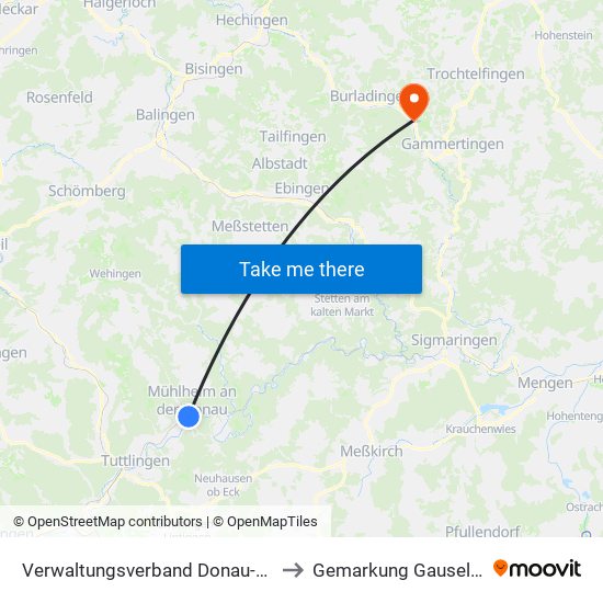 Verwaltungsverband Donau-Heuberg to Gemarkung Gauselfingen map