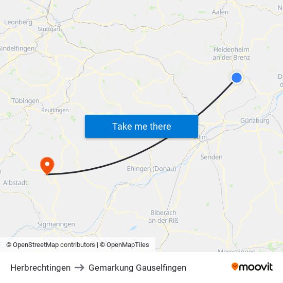 Herbrechtingen to Gemarkung Gauselfingen map