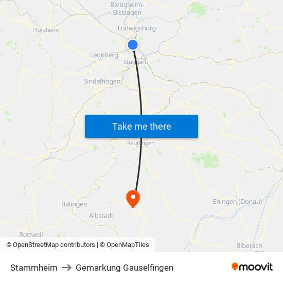 Stammheim to Gemarkung Gauselfingen map