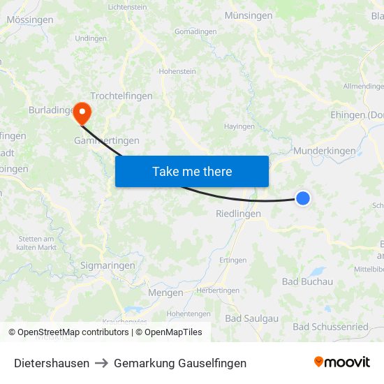 Dietershausen to Gemarkung Gauselfingen map