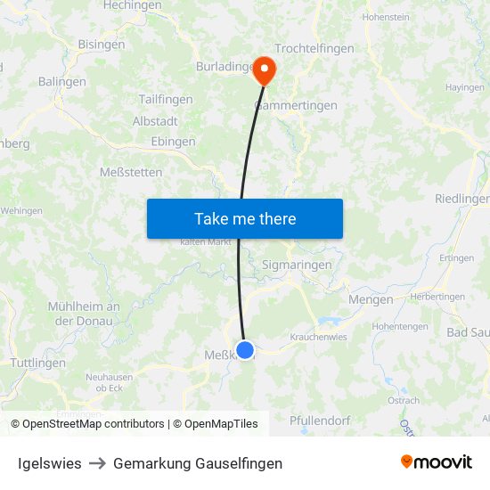 Igelswies to Gemarkung Gauselfingen map