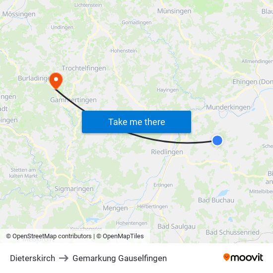 Dieterskirch to Gemarkung Gauselfingen map