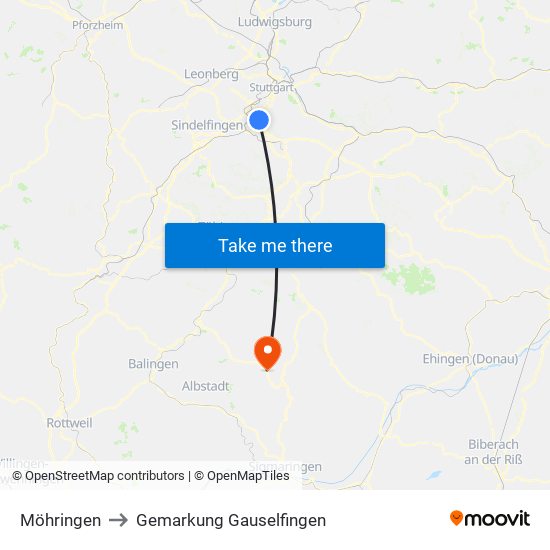 Möhringen to Gemarkung Gauselfingen map