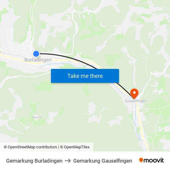 Gemarkung Burladingen to Gemarkung Gauselfingen map
