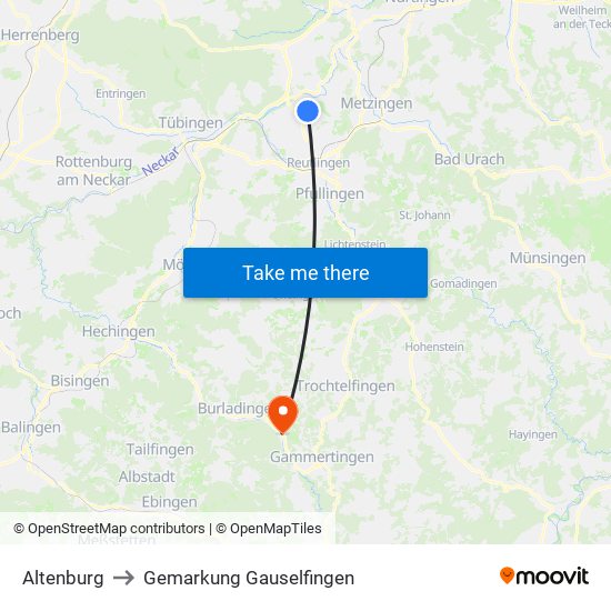 Altenburg to Gemarkung Gauselfingen map