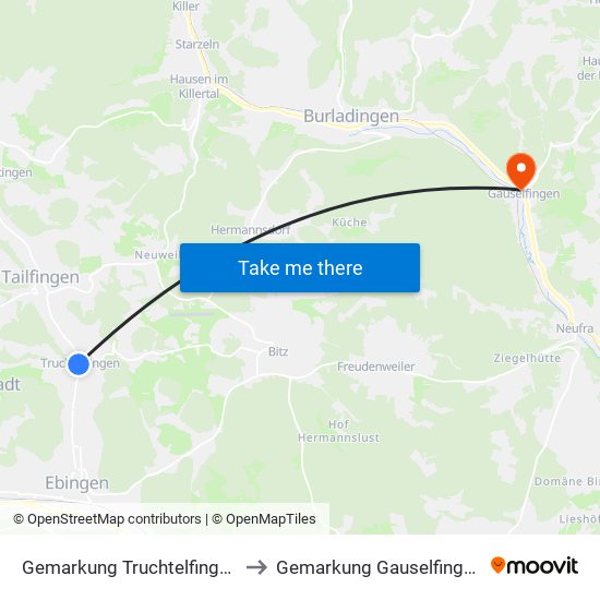 Gemarkung Truchtelfingen to Gemarkung Gauselfingen map