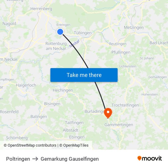 Poltringen to Gemarkung Gauselfingen map