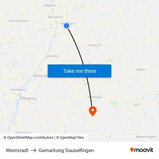 Weststadt to Gemarkung Gauselfingen map