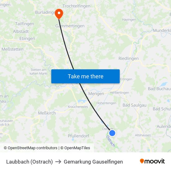 Laubbach (Ostrach) to Gemarkung Gauselfingen map