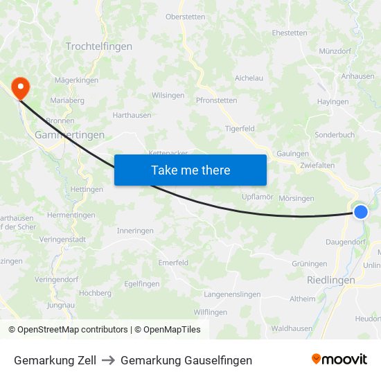 Gemarkung Zell to Gemarkung Gauselfingen map