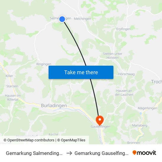 Gemarkung Salmendingen to Gemarkung Gauselfingen map