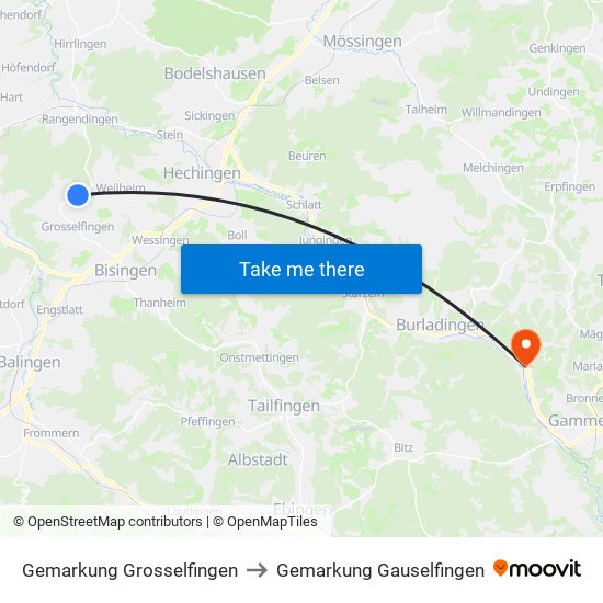 Gemarkung Grosselfingen to Gemarkung Gauselfingen map