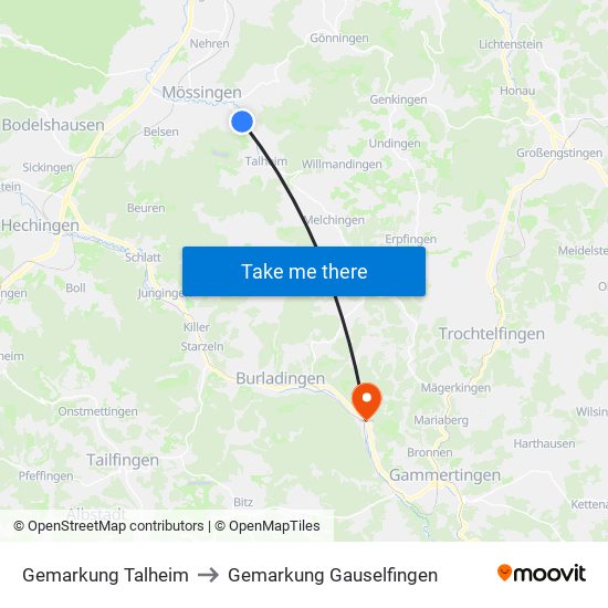 Gemarkung Talheim to Gemarkung Gauselfingen map