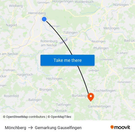 Mönchberg to Gemarkung Gauselfingen map