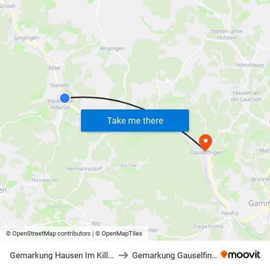 Gemarkung Hausen Im Killertal to Gemarkung Gauselfingen map