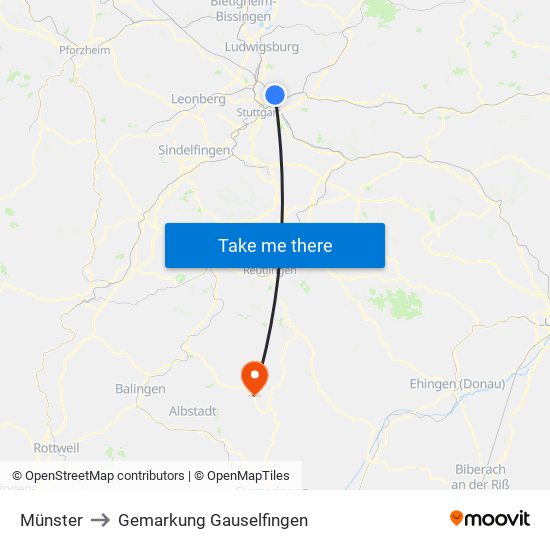 Münster to Gemarkung Gauselfingen map