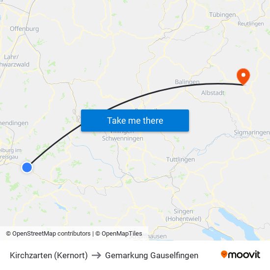 Kirchzarten (Kernort) to Gemarkung Gauselfingen map