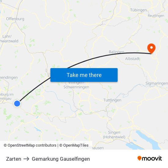 Zarten to Gemarkung Gauselfingen map