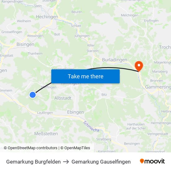 Gemarkung Burgfelden to Gemarkung Gauselfingen map