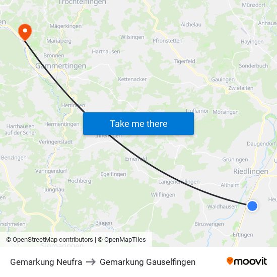 Gemarkung Neufra to Gemarkung Gauselfingen map