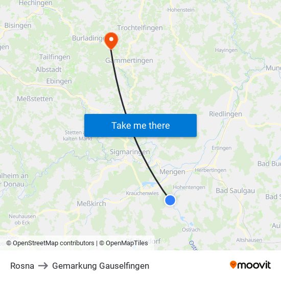 Rosna to Gemarkung Gauselfingen map