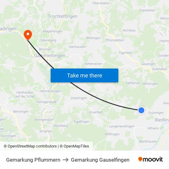 Gemarkung Pflummern to Gemarkung Gauselfingen map