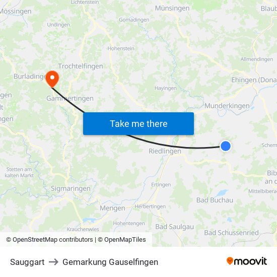 Sauggart to Gemarkung Gauselfingen map