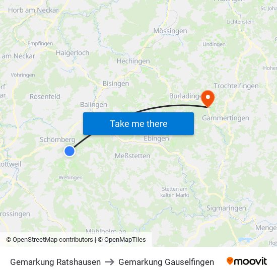 Gemarkung Ratshausen to Gemarkung Gauselfingen map