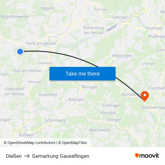 Dießen to Gemarkung Gauselfingen map