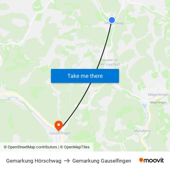 Gemarkung Hörschwag to Gemarkung Gauselfingen map