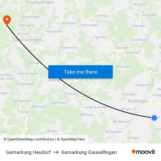 Gemarkung Heudorf to Gemarkung Gauselfingen map