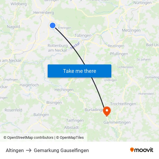 Altingen to Gemarkung Gauselfingen map