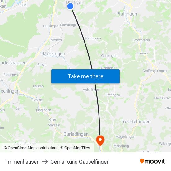 Immenhausen to Gemarkung Gauselfingen map
