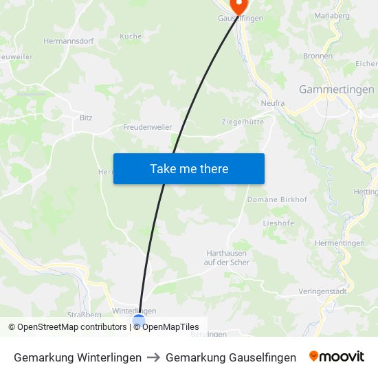 Gemarkung Winterlingen to Gemarkung Gauselfingen map