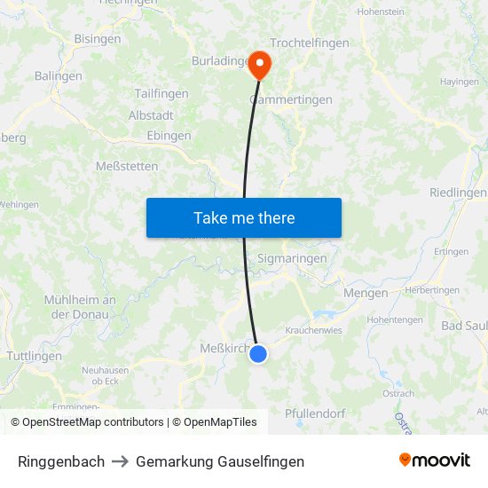 Ringgenbach to Gemarkung Gauselfingen map
